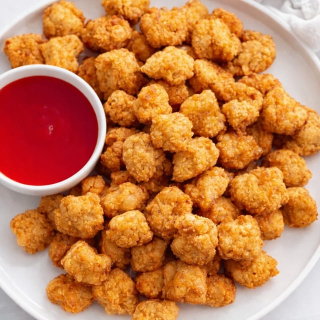 Popcorn Chicken with Sweet Chili Sauce.